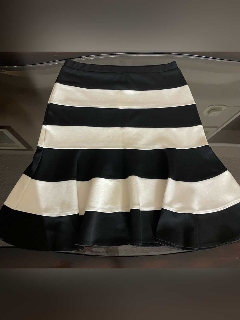 Spencer's Black and White Striped A-Line Flare Skirt